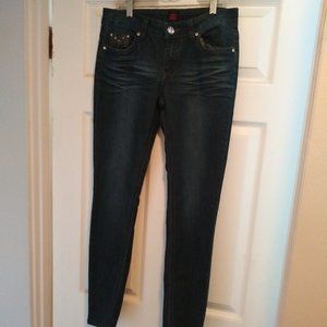 2B Bebe Denim Straight Leg Jeans with Rhinestones Size 28